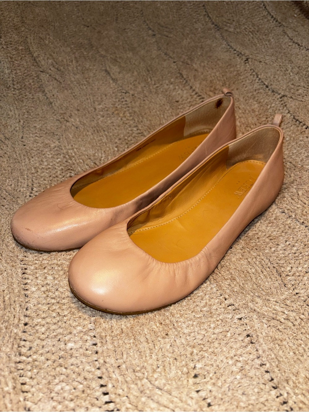 J.Crew Blush Pink Leather Ballet Flats Size 7.5 Classic Slip On